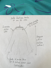 Charger l&#39;image dans la galerie, Jupe cercle mi-longue - taille semi-mesure fabriquée sur commande - viscose &quot;Bloom vert émeraude&quot; tissée au Portugal
